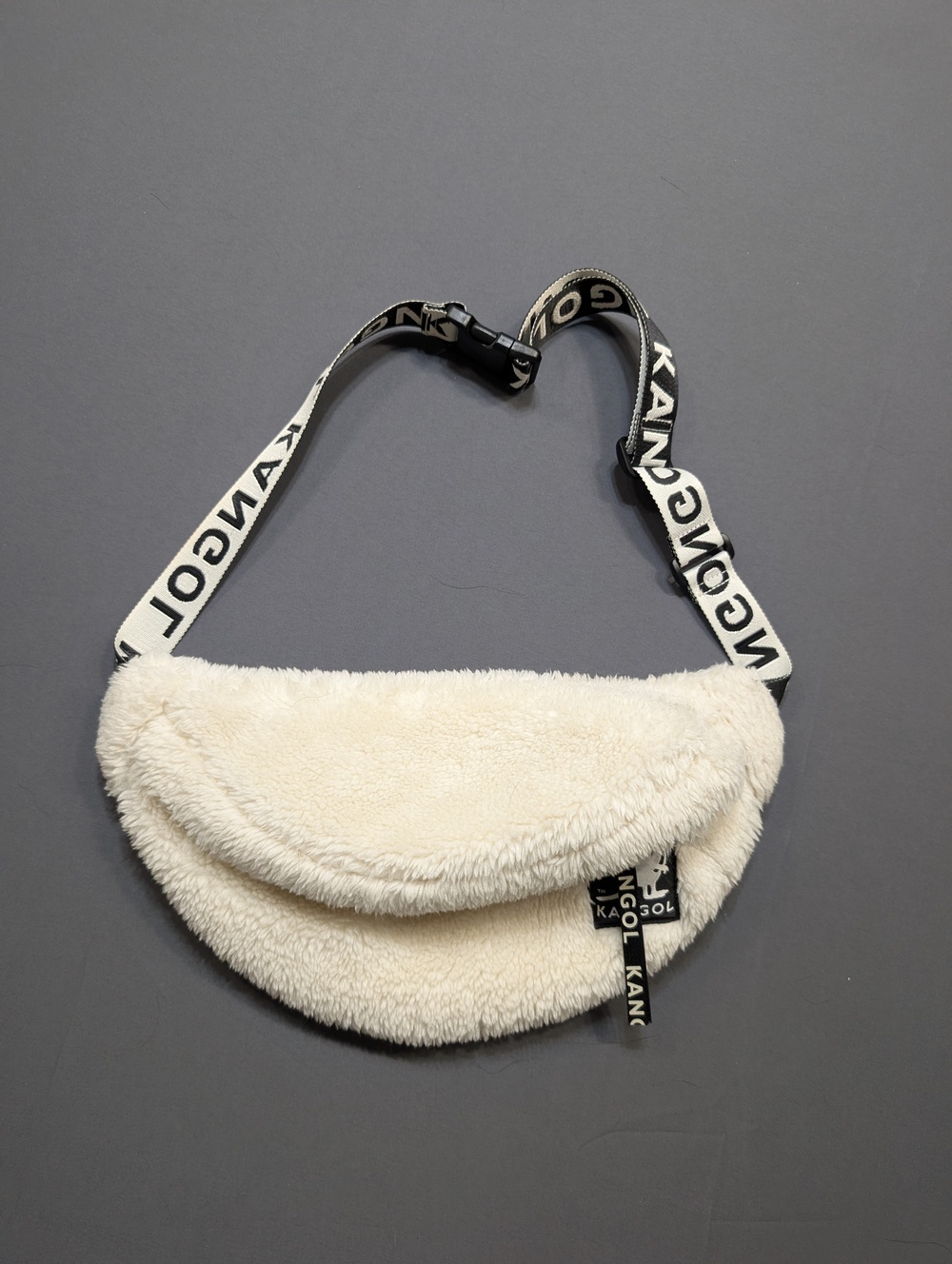 Kangol cream faux fur crossbody bag